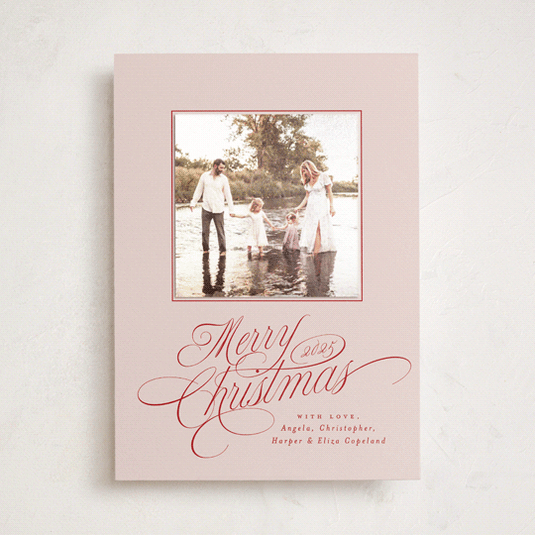 "Glide" - Holiday Photo Mount Cards in Holly Berry by Everett Paper Goods - Front