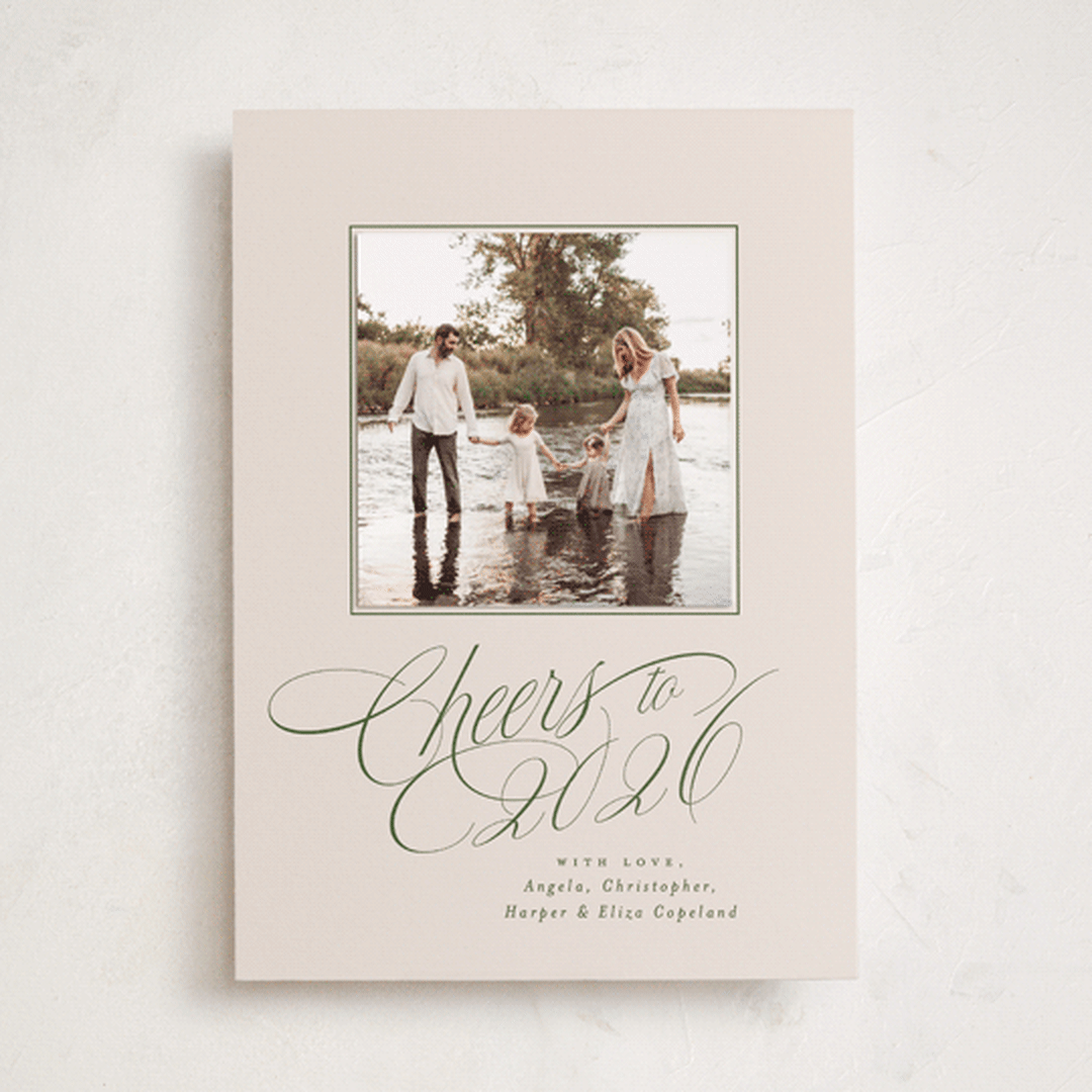 "Glide" - Holiday Photo Mount Cards in Pine Needle by Everett Paper Goods - Front