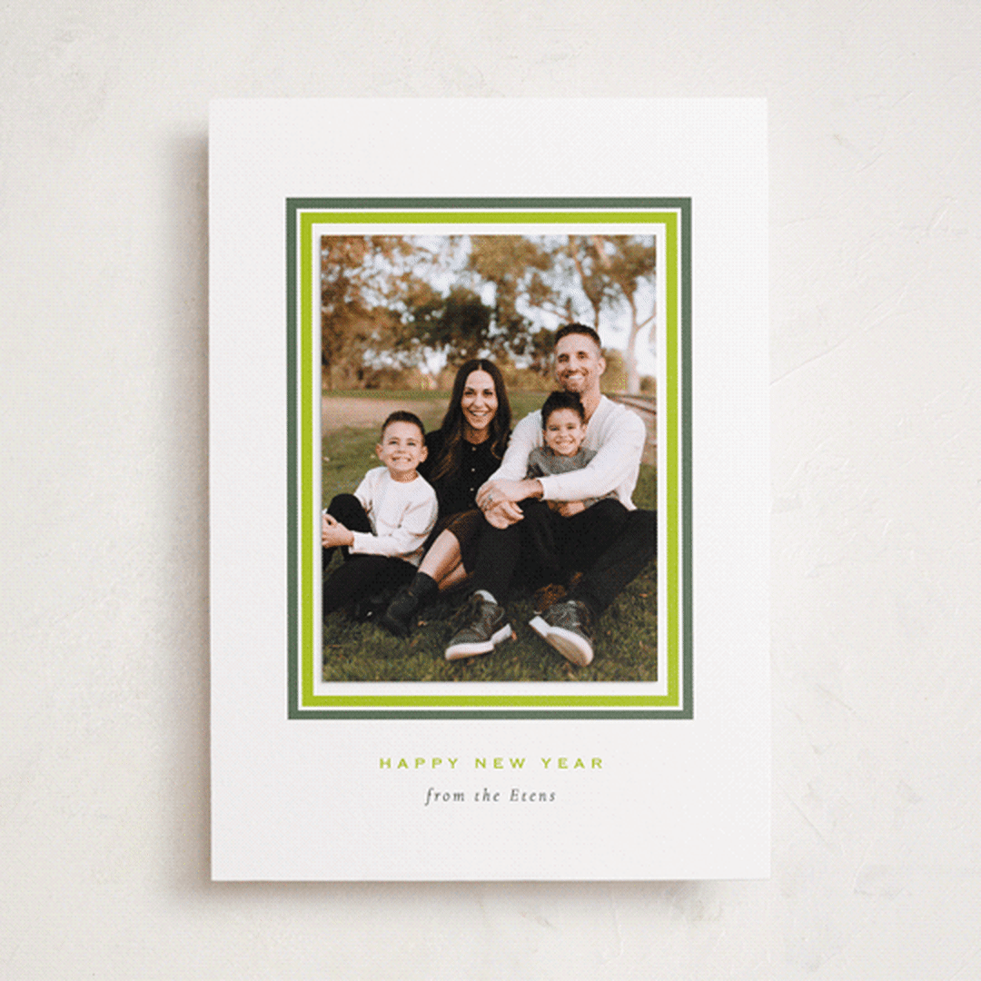 "Christmas classic border" - Holiday Photo Mount Cards in Sour Apple by Sara Hicks Malone - Front