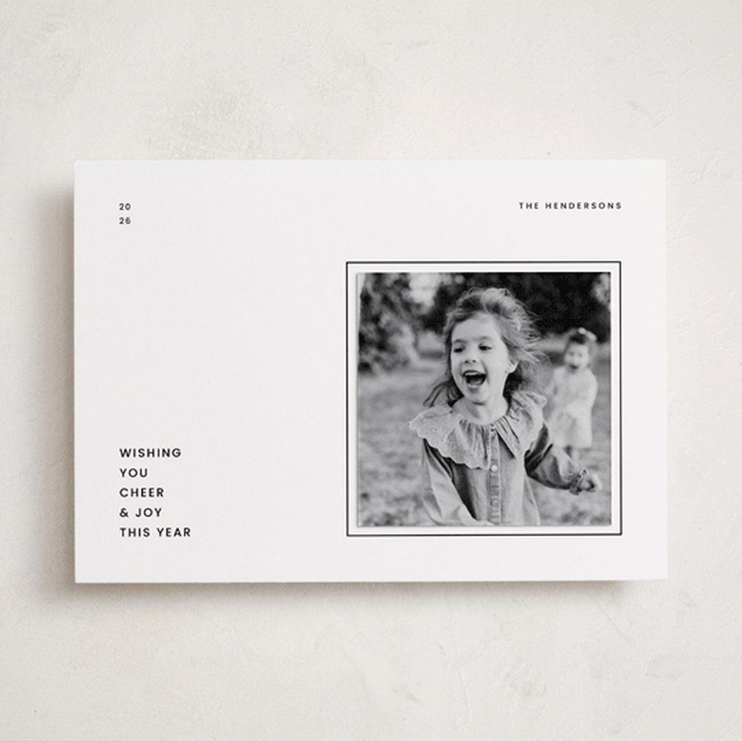 "Minimal Wishes" - Holiday Photo Mount Cards in Coal by Ashlee Townsend - Front