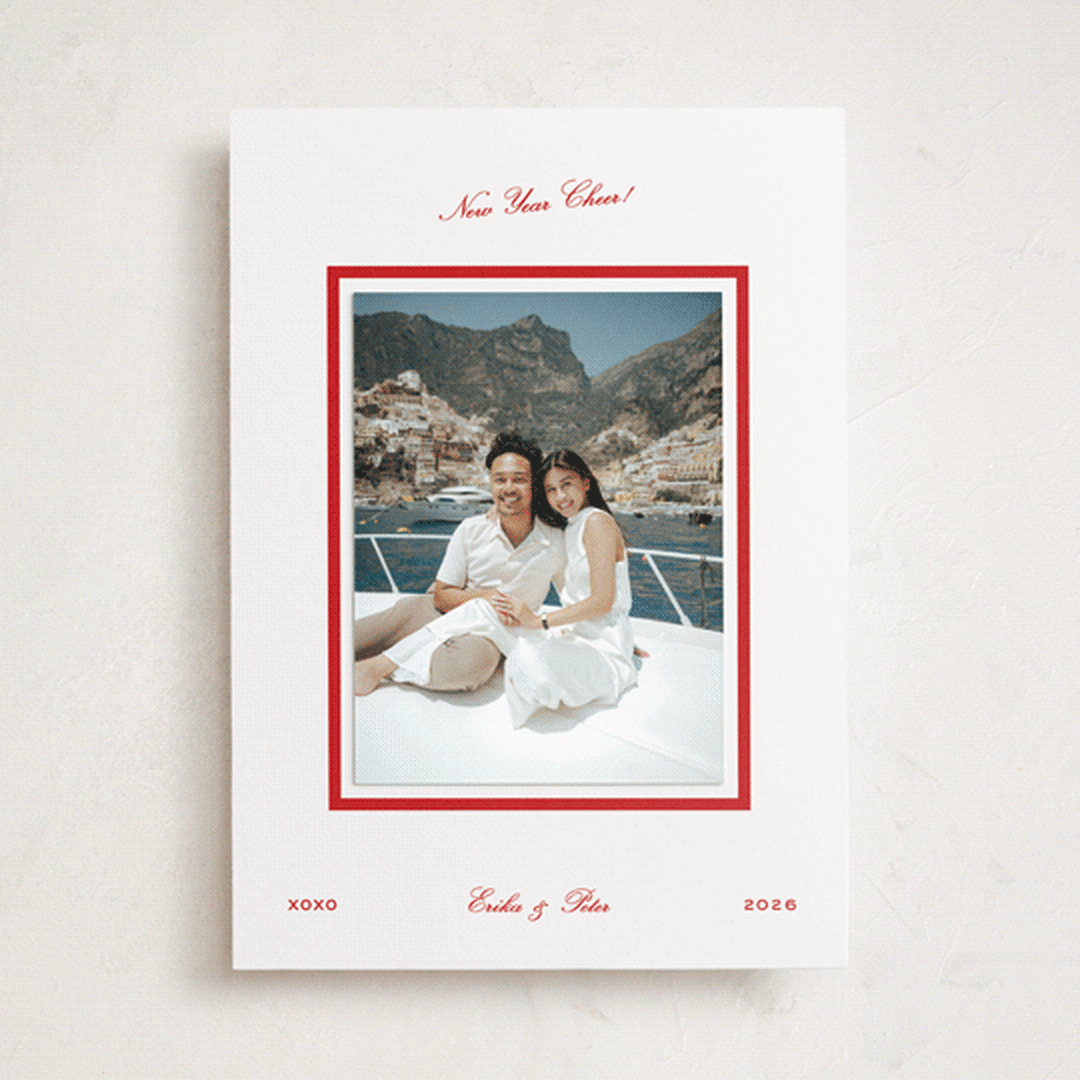 "Miro" - Holiday Photo Mount Cards in Stocking by Megan Davis - Front