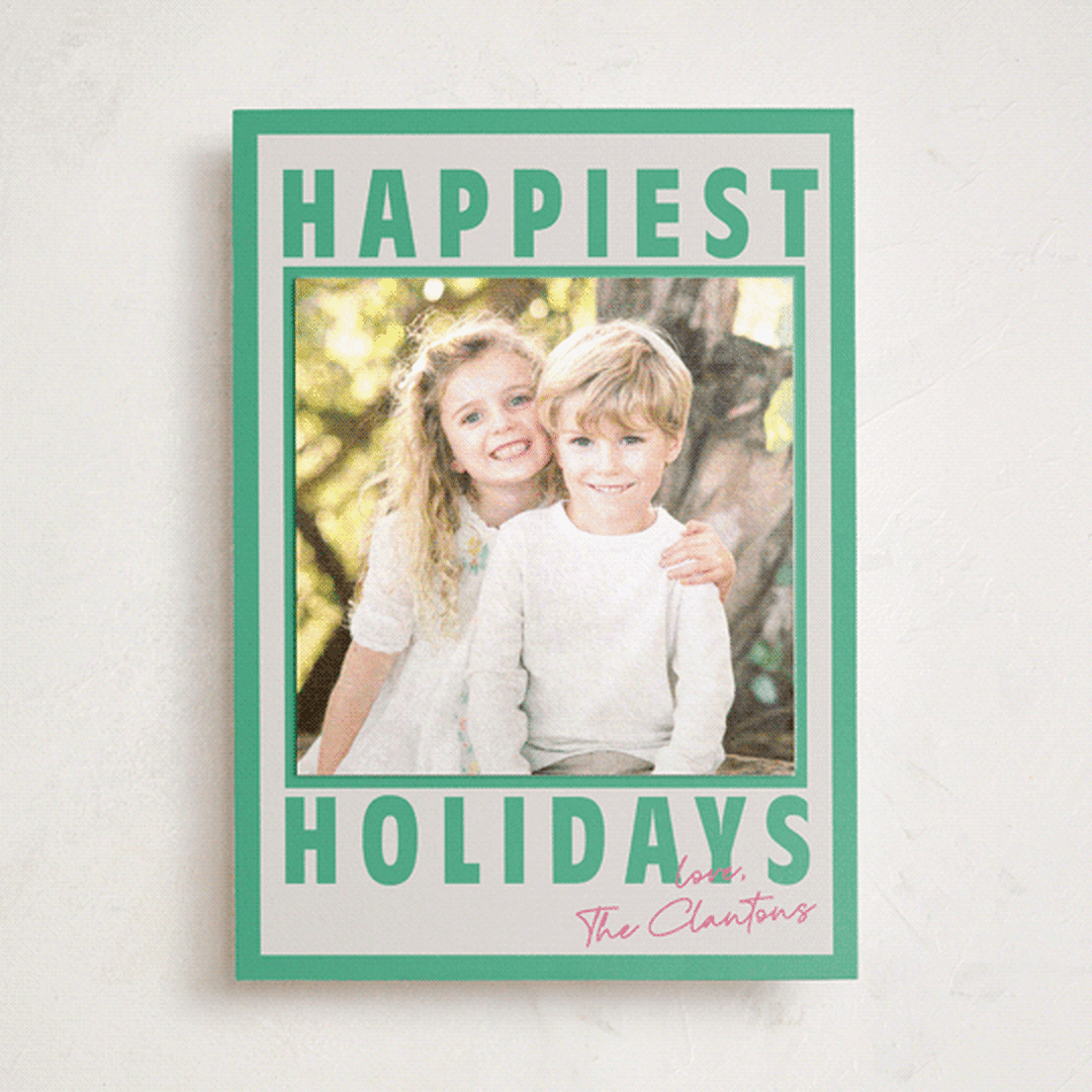 "Wordy Waze" - Holiday Photo Mount Cards in Wintermint by Kaydi Bishop - Front