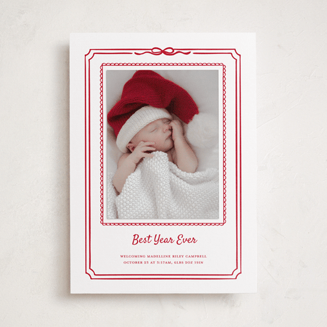 "Little Christmas Gift" - Holiday Photo Mount Cards in Candy Cane by Jenna Holcomb - Front