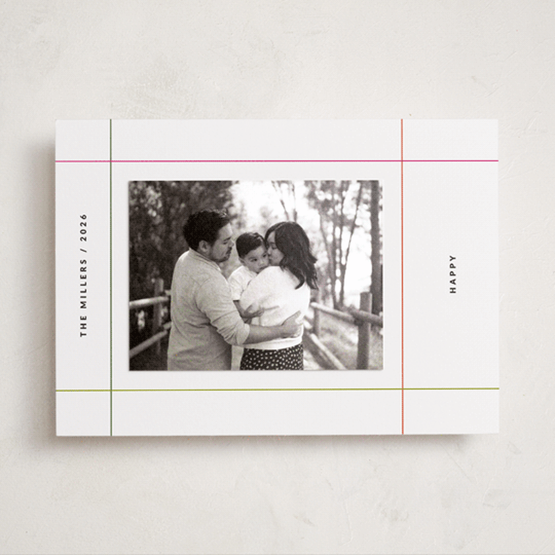 "simple grid" - Holiday Photo Mount Cards in Sugar Cookie by Sumak Studio - Front