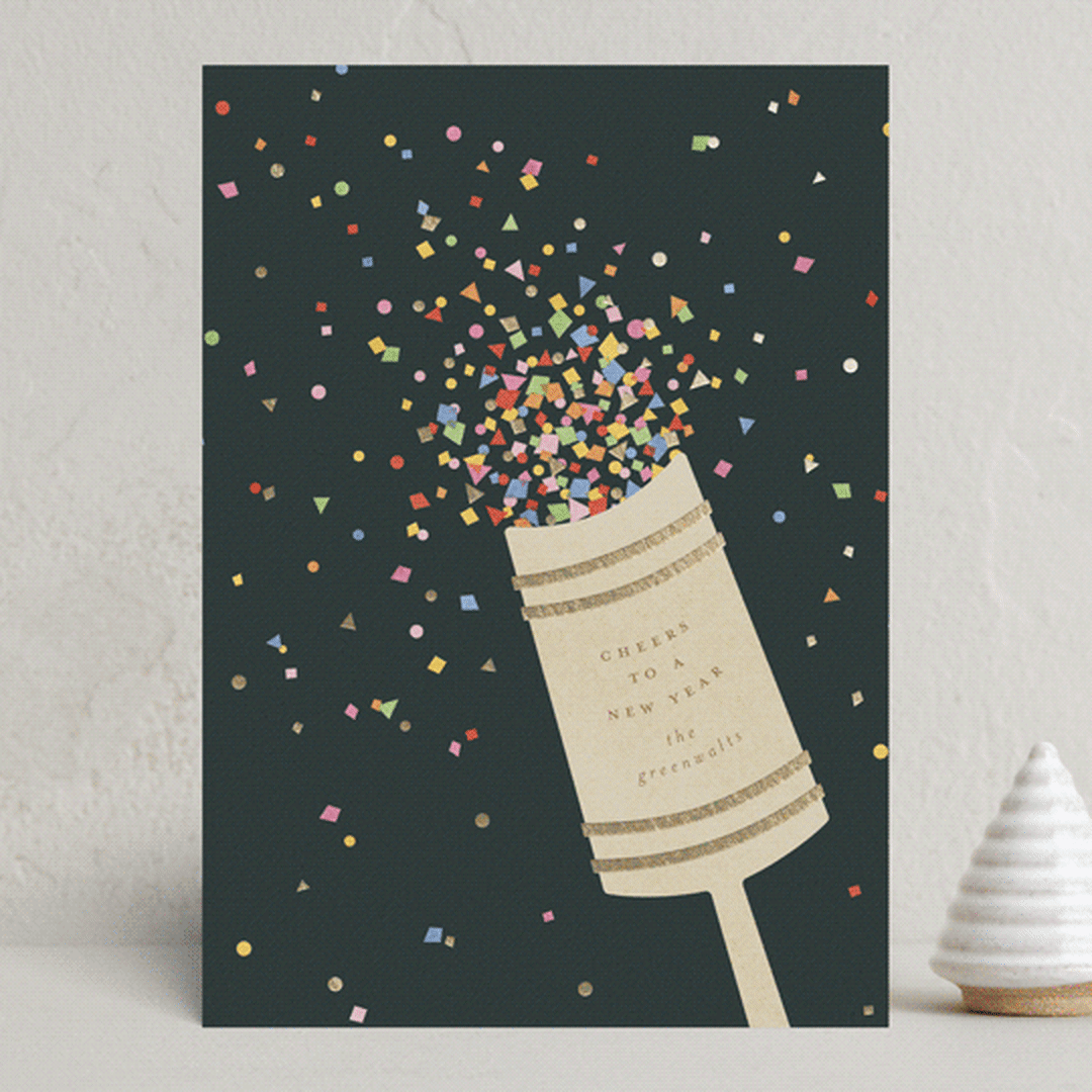"confetti popper" - Holiday Cards in Midnight by Ellen Schlegelmilch - Front