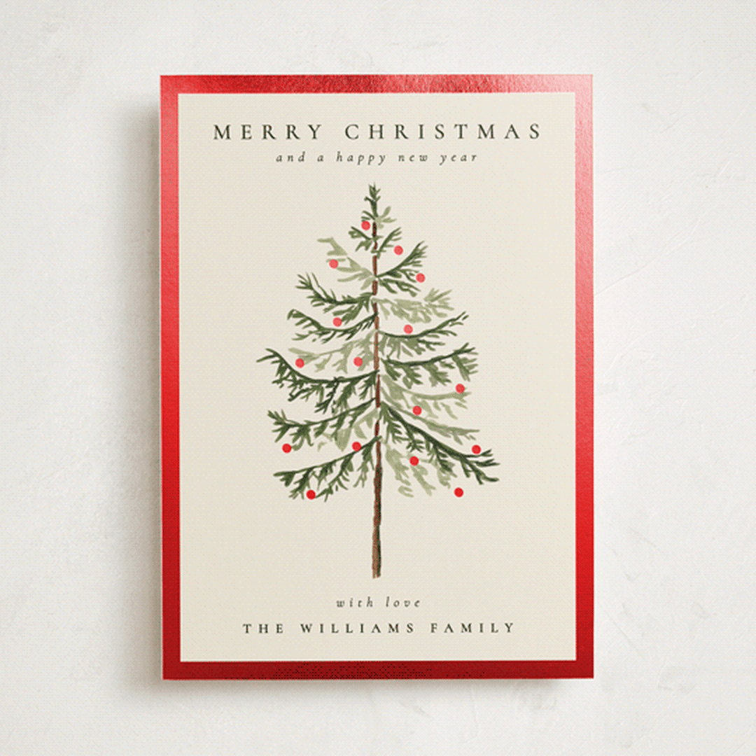 "Vintage Spruce" - Holiday Cards in Eggnog by Amy Kross - Front