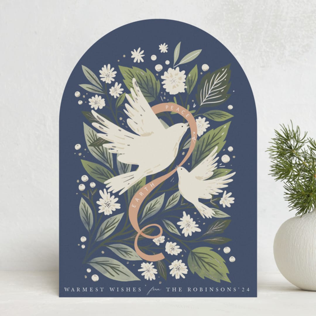 "Peace Dove Arch" - Holiday Cards in Night by Hannah Williams - Front
