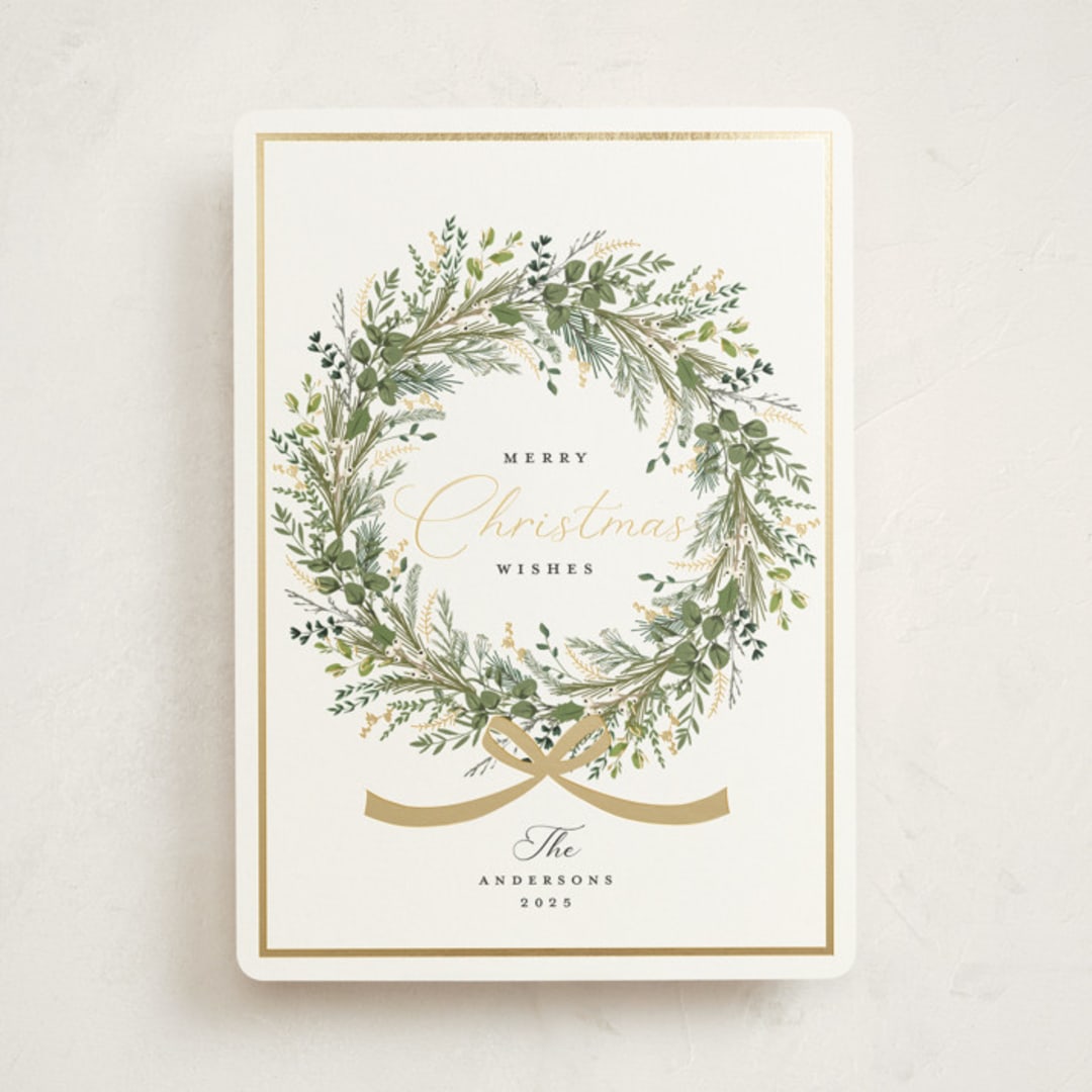 "Christmas Bow" - Holiday Cards in Pine by Susan Moyal - Front