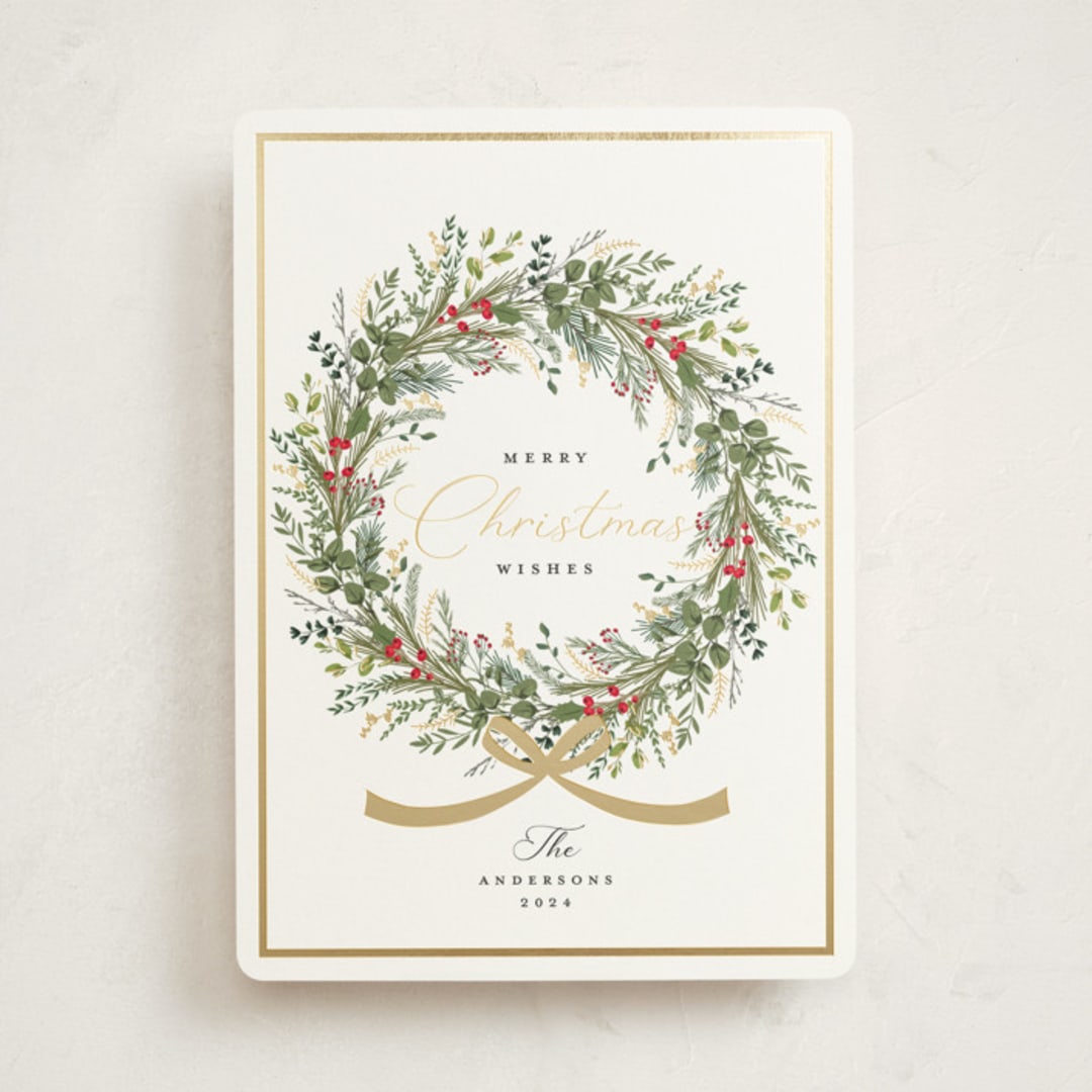 "Christmas Bow" - Holiday Cards in Peppermint by Susan Moyal - Front