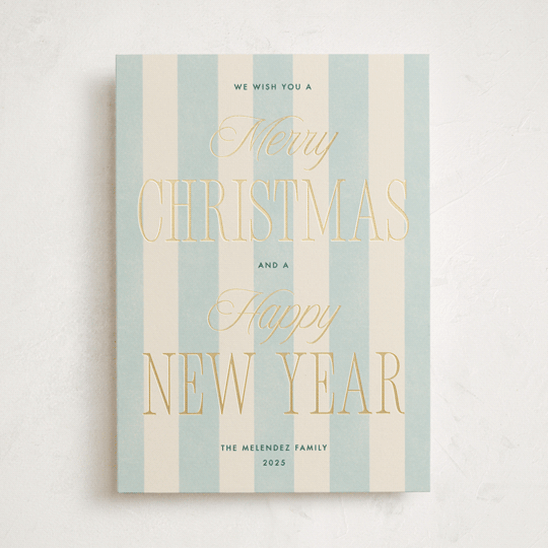 "Striped Type" - Holiday Cards in Poolside by Robert and Stella - Front