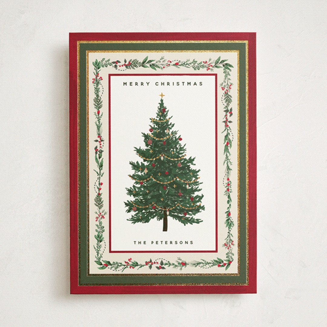 "Decorated Christmas" - Holiday Cards in Mulled Wine by Susan Moyal - Front