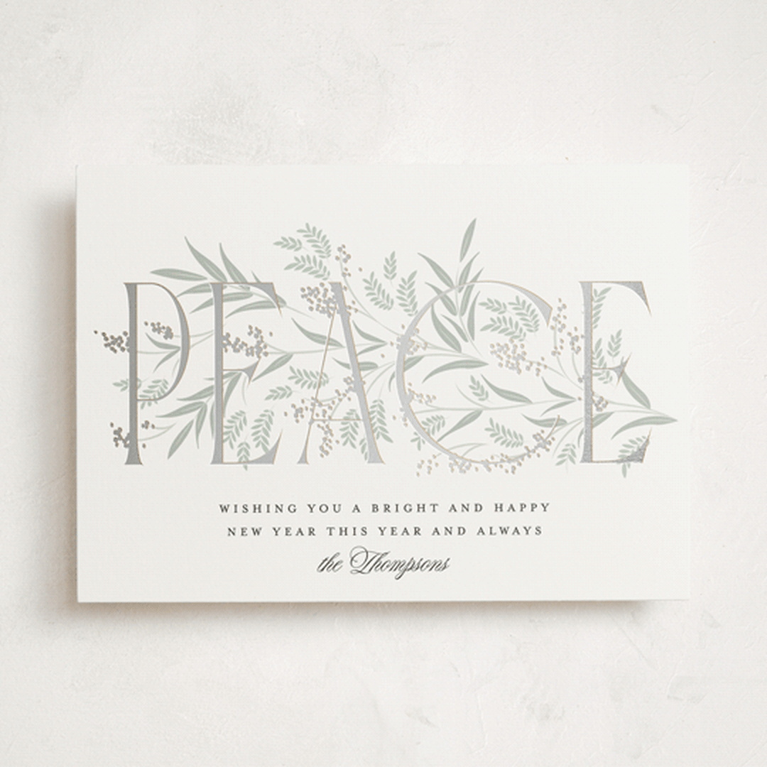 "Entwined Peace" - Holiday Cards in Snow by Robert and Stella - Front