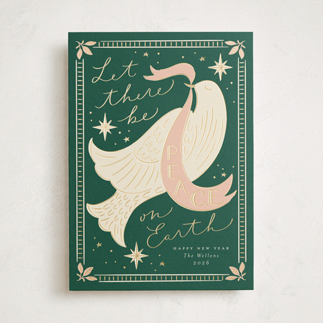 "Peace on Earth Dove" - Holiday Cards in Evergreen by Erin German - Front