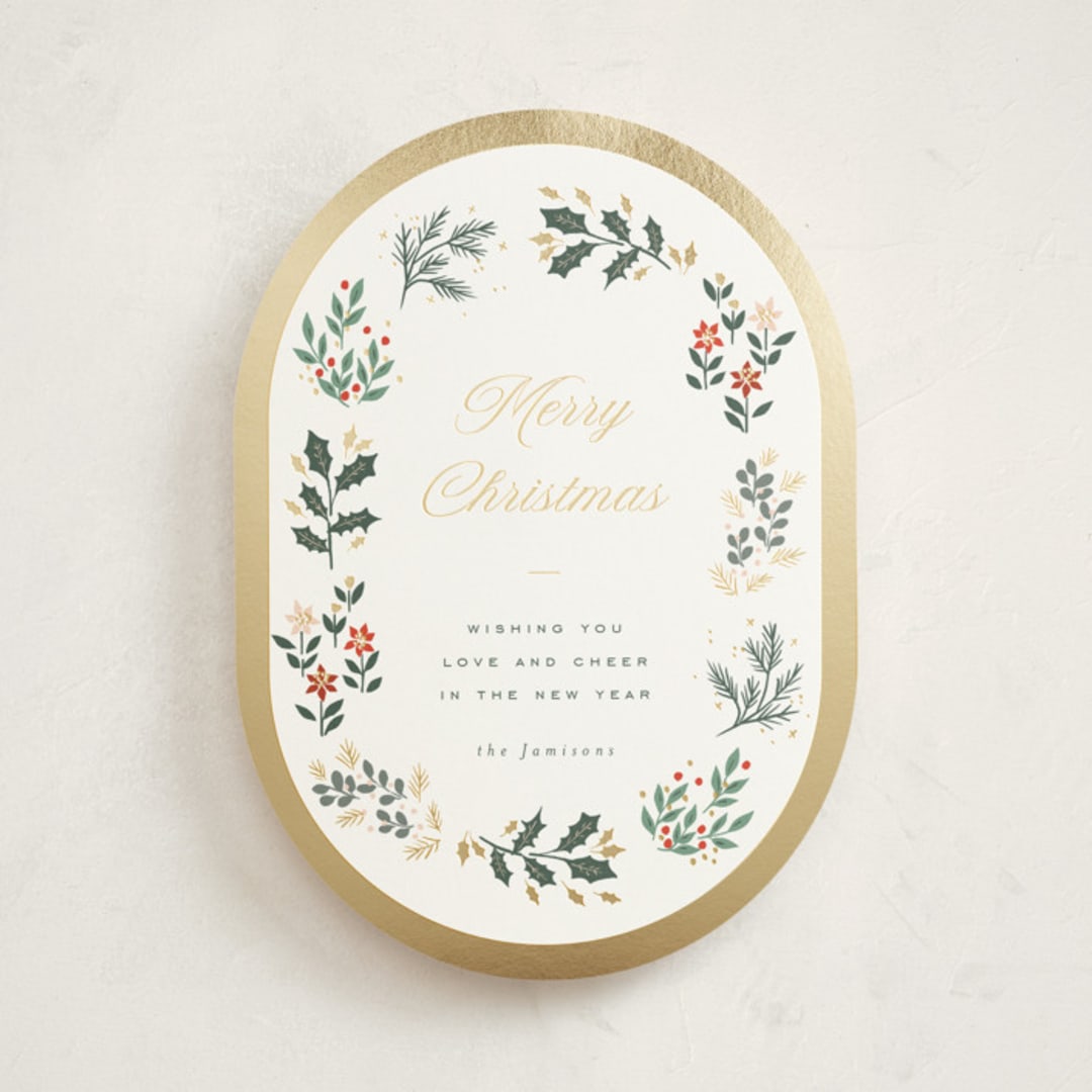 "folksy wreath" - Holiday Cards in Snow by Rebecca Durflinger - Front