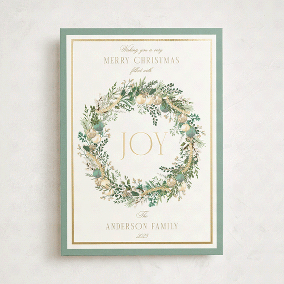 "Peace, love & hope" - Holiday Cards in Wintermint by Susan Moyal - Front