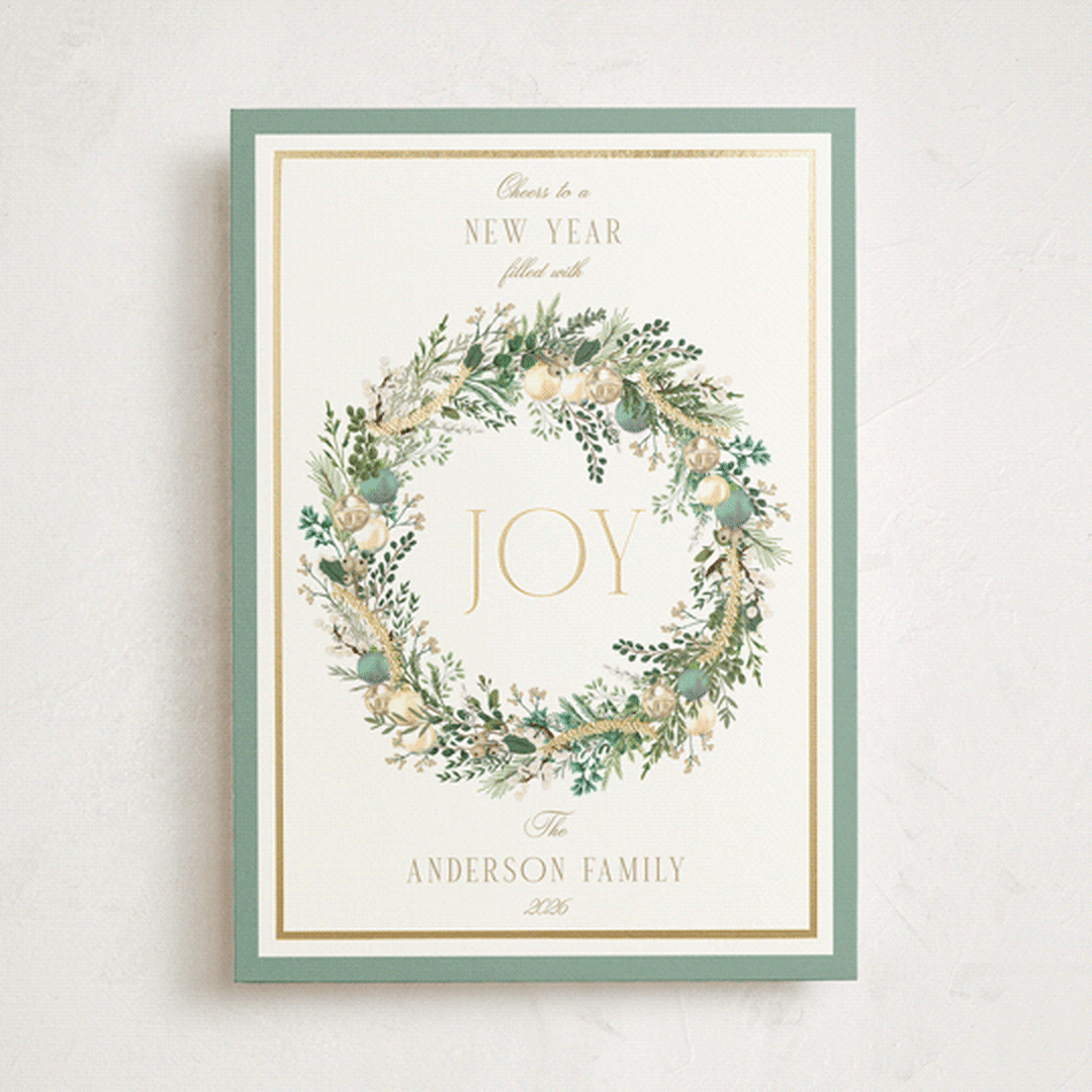 "Peace, love & hope" - Holiday Cards in Wintermint by Susan Moyal - Front