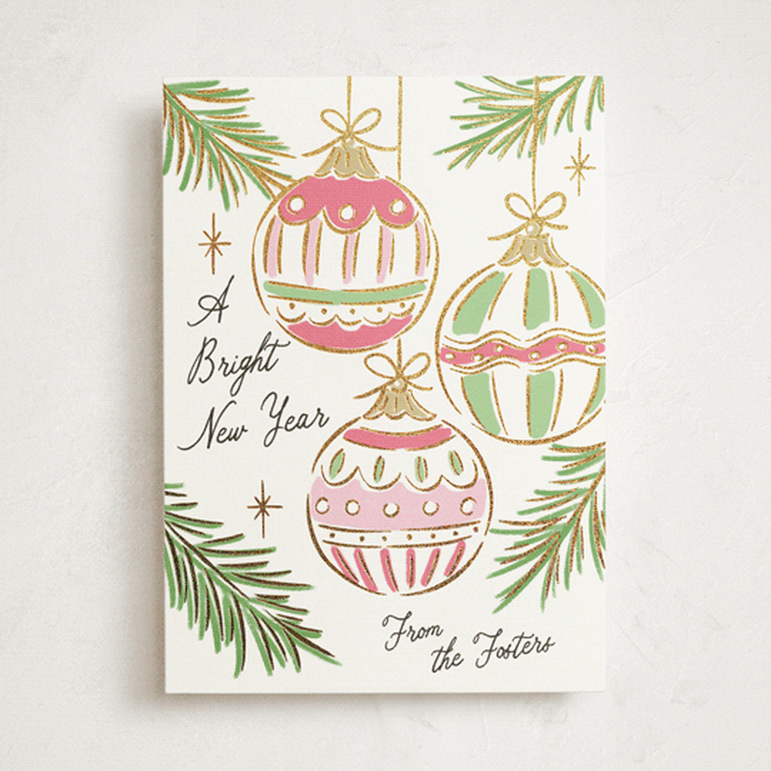 "Bright Ornaments" - Holiday Cards in Gumdrop by Erin German - Front