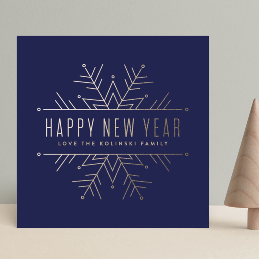 "Chic Snowflake" - Holiday Cards in Navy by Melissa Egan of Pistols - Front