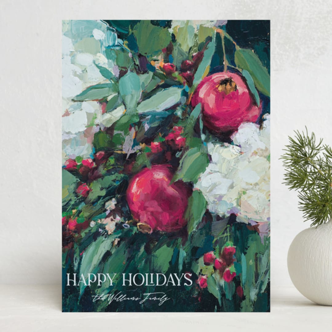 "Pomegranate" - Holiday Cards in Magenta by Wendy Keller - Front