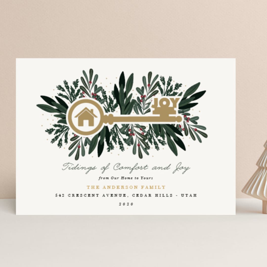 "Joyful Home" - Holiday Cards in Eggnog by Oma N. Ramkhelawan - Front