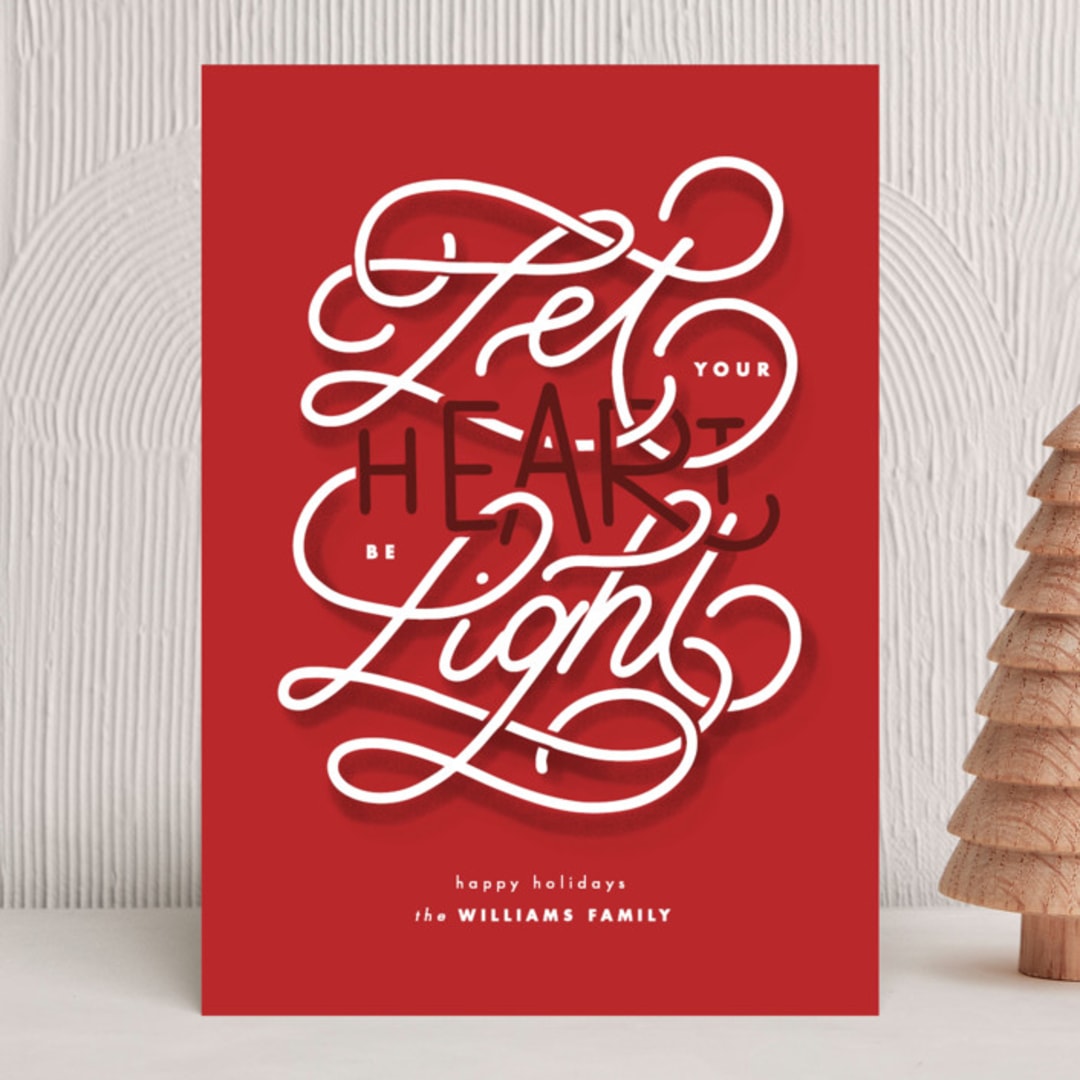 "Let Your Heart Be Light" - Holiday Cards in Holly Berry by Erin L. Wilson - Front