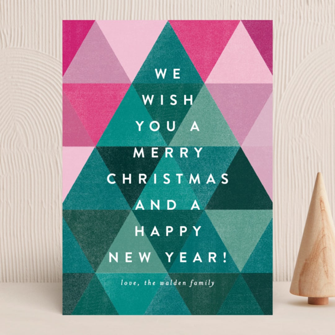 "Geometric Christmas Tree" - Holiday Cards in Spruce by Brooke Chandler - Front