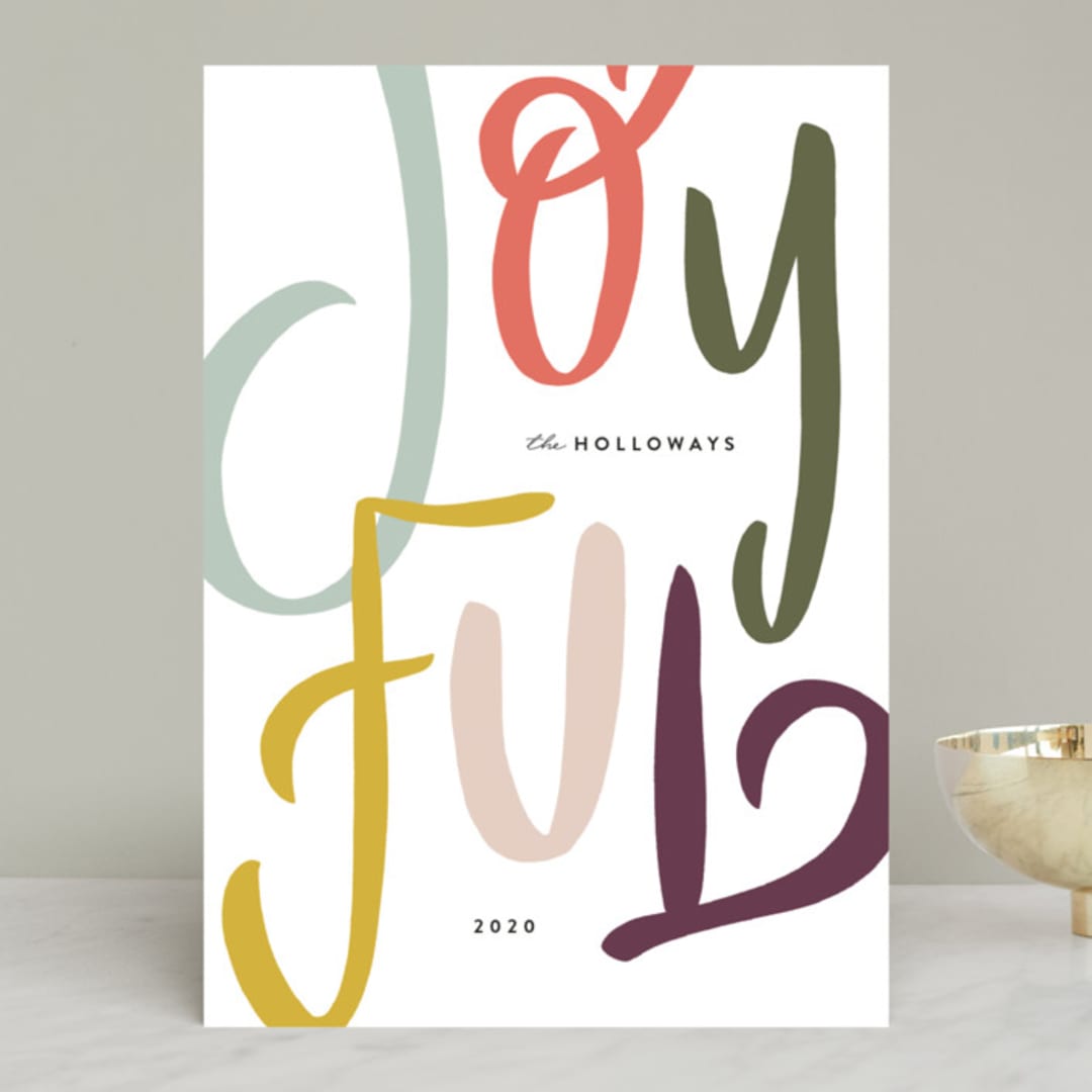 "Hand Lettered" - Holiday Cards in Pine by Julie Murray - Front