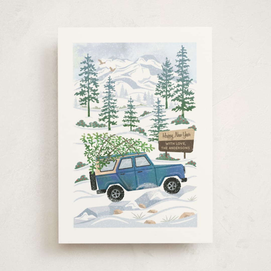 "Rocky Road Christmas" - Holiday Cards in Blue Spruce by Paper Sun Studio - Front