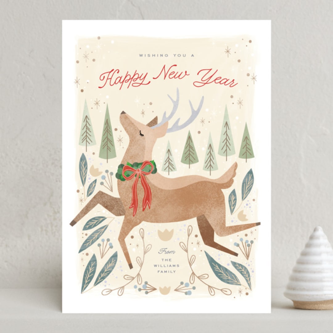"Merry Deer" - Holiday Cards in Forest by Pixel and Hank - Front