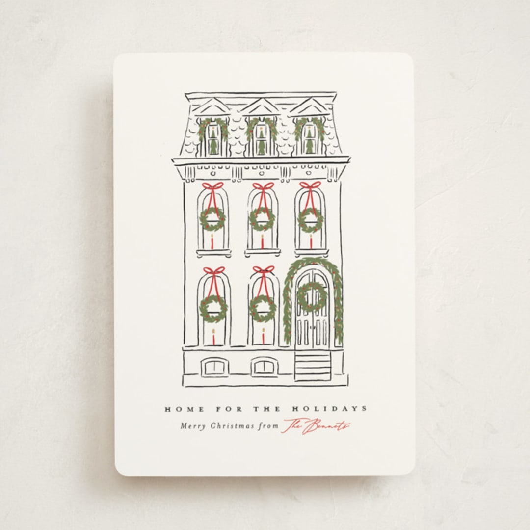 "Home for the Holidays" - Holiday Cards in Snowfall by Susan Zinader - Front