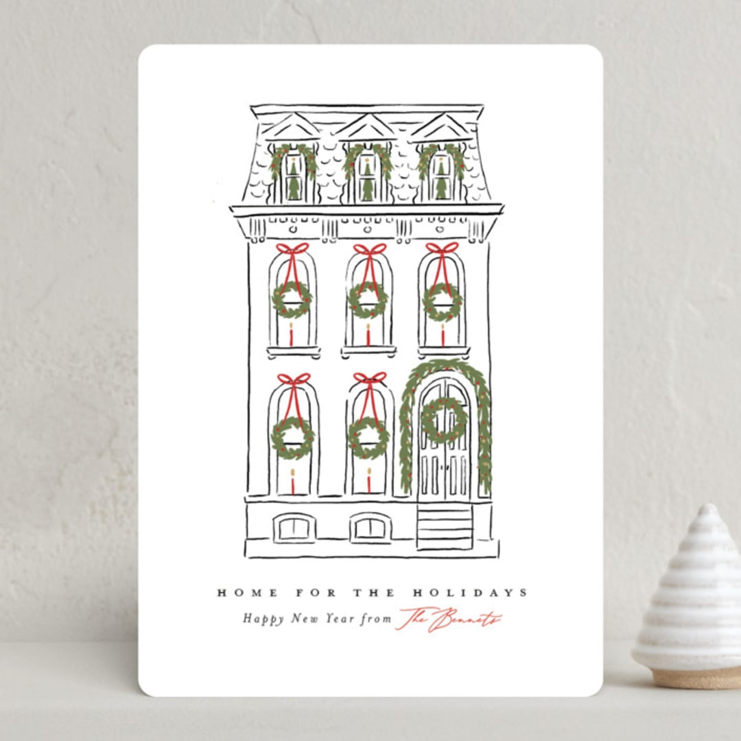 "Home for the Holidays" - Holiday Cards in Snowfall by Susan Zinader - Front