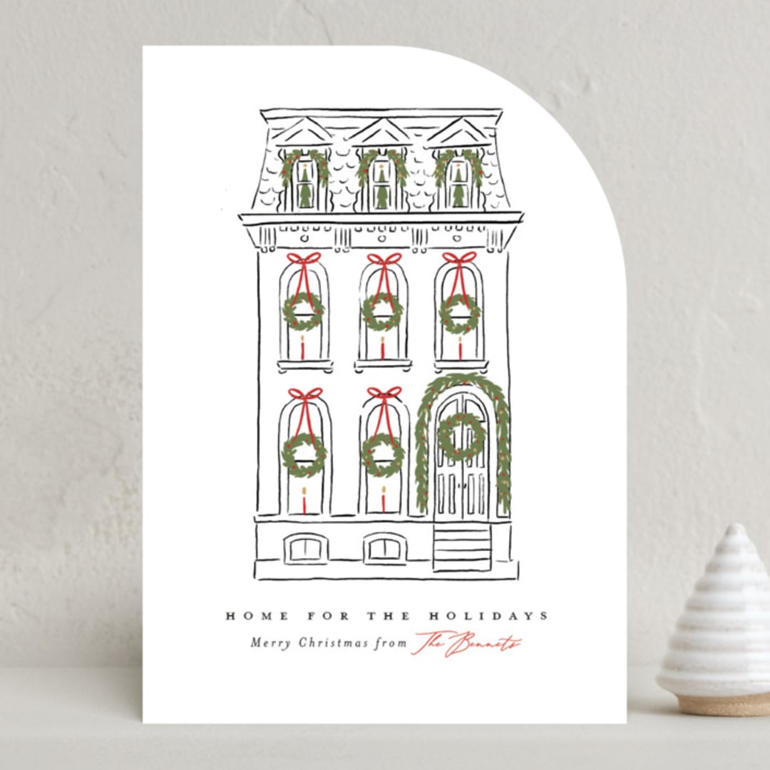 "Home for the Holidays" - Holiday Cards in Snowfall by Susan Zinader - Front