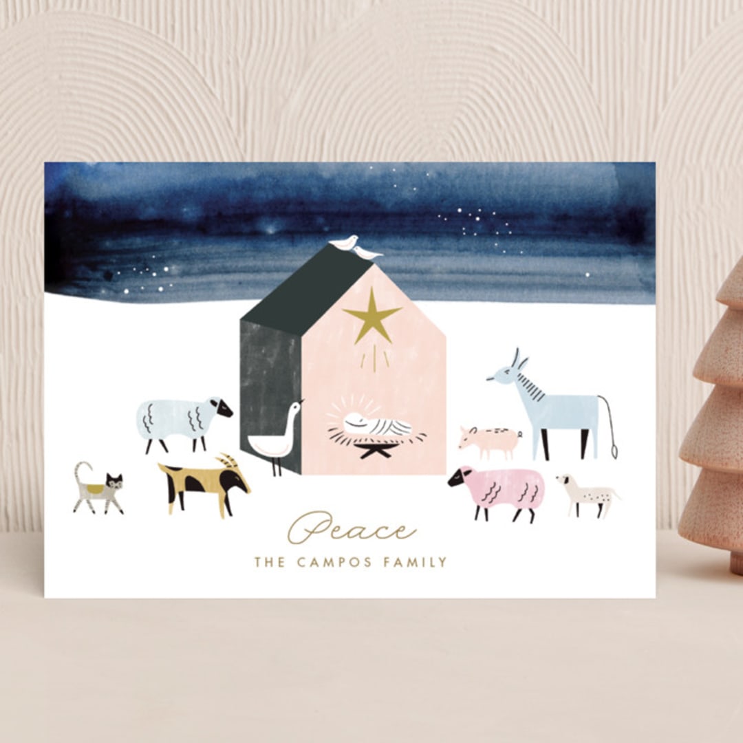 "Nativity" - Holiday Cards in Starry Night by Eve Schultz - Front