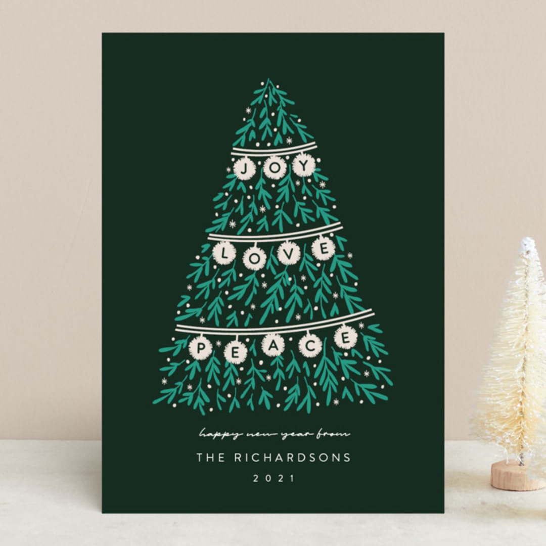 "Banner Tree" - Holiday Cards in Pine by JeAnna Casper - Front