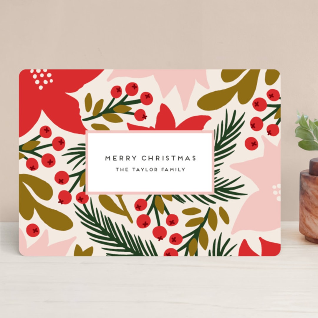 "Folk Foliage" - Holiday Cards in Buttercream by Genna Blackburn - Front