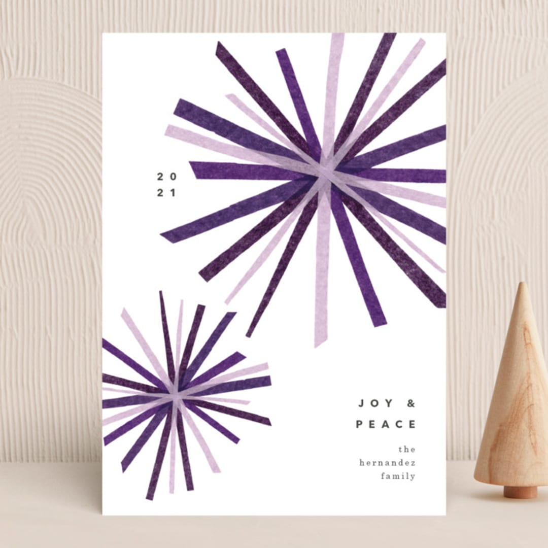 "Joyful Bursts" - Holiday Cards in Sugarplum by Carrie Moradi - Front
