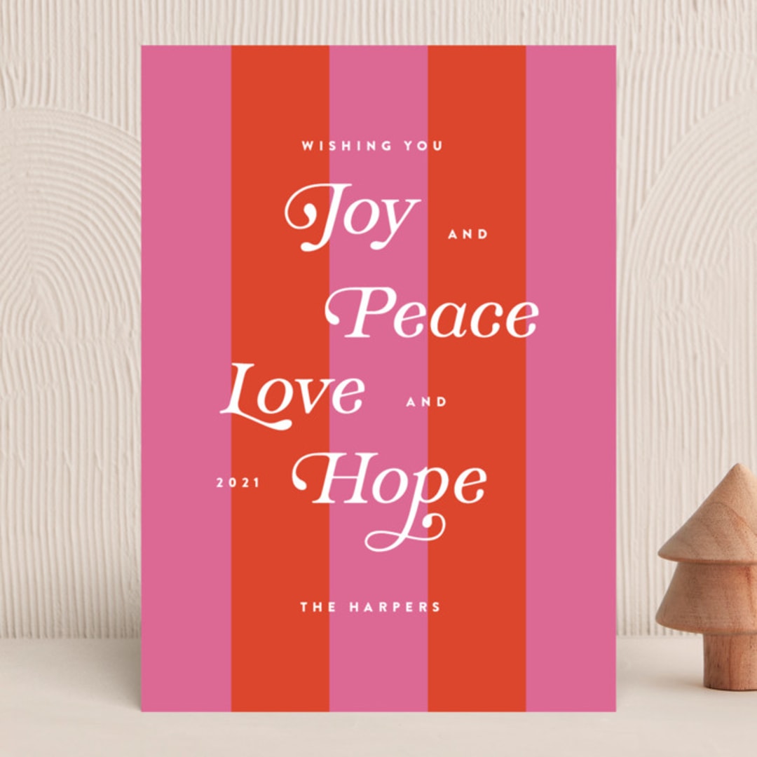 "Bold Stripes" - Holiday Cards in Fuchsia by Nazia Hyder - Front