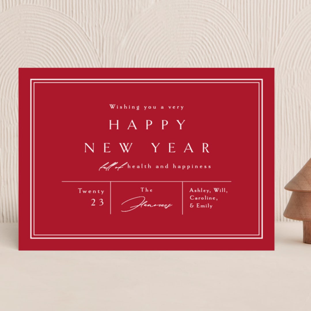 "Hampton Frame" - Holiday Cards in Poinsettia by Amy Kross - Front