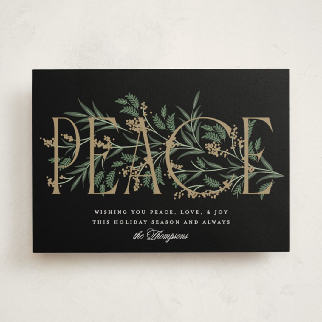 "Entwined Peace" - Holiday Cards in Coal by Robert and Stella - Front