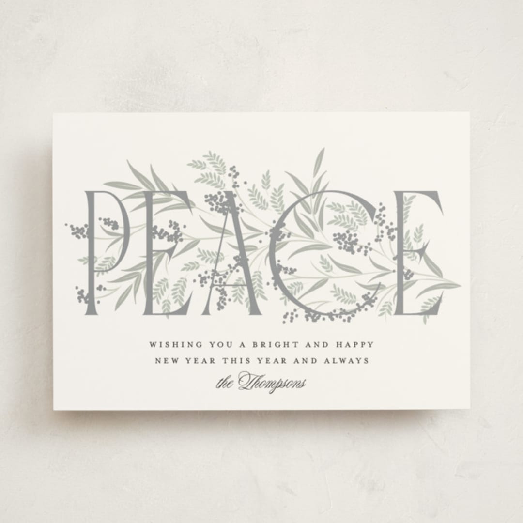 "Entwined Peace" - Holiday Cards in Snow by Robert and Stella - Front