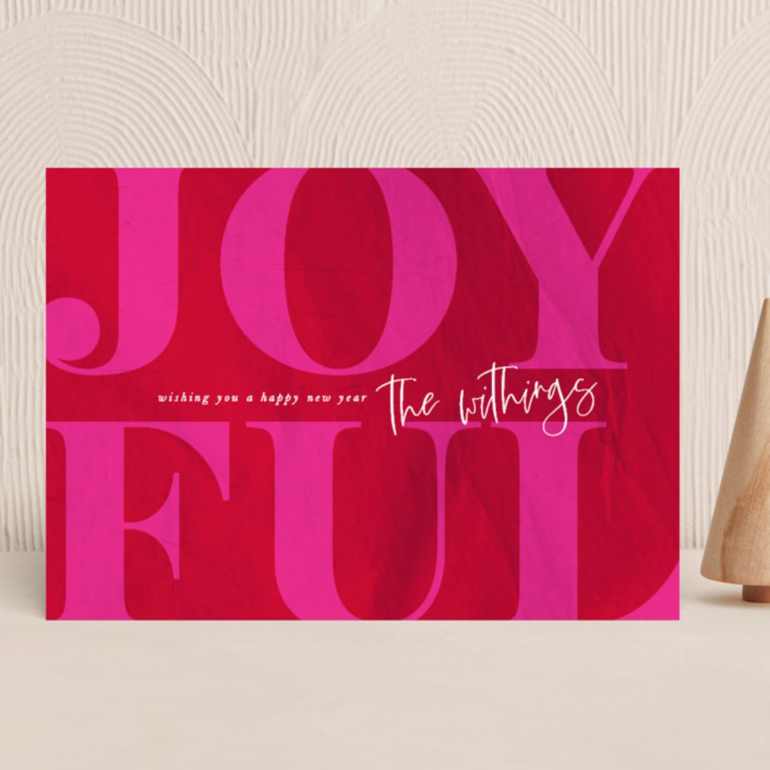 "Poster Art" - Holiday Cards in Wine by Up Up Creative - Front