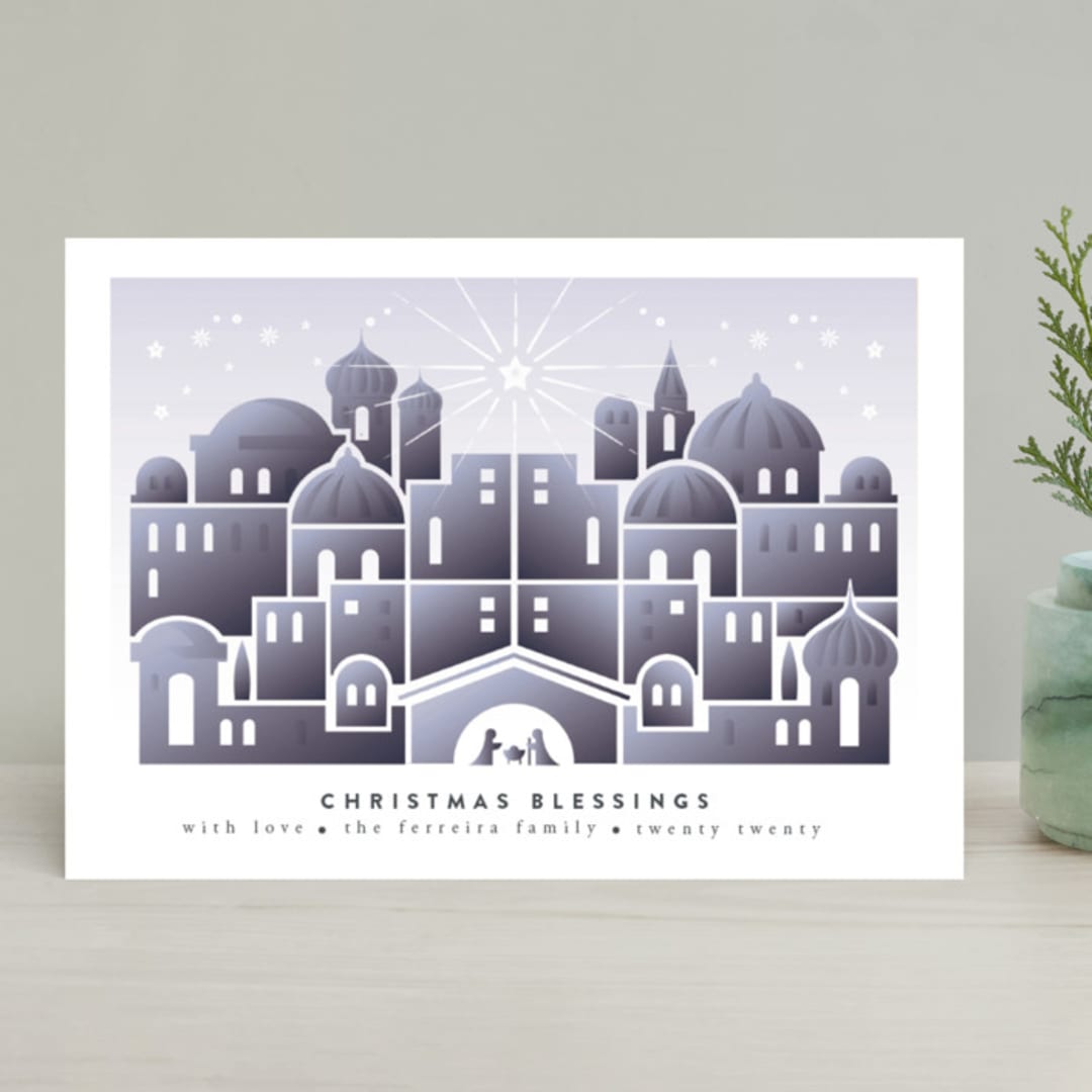 "Nativity" - Holiday Cards in Celestial by Ana de Sousa - Front