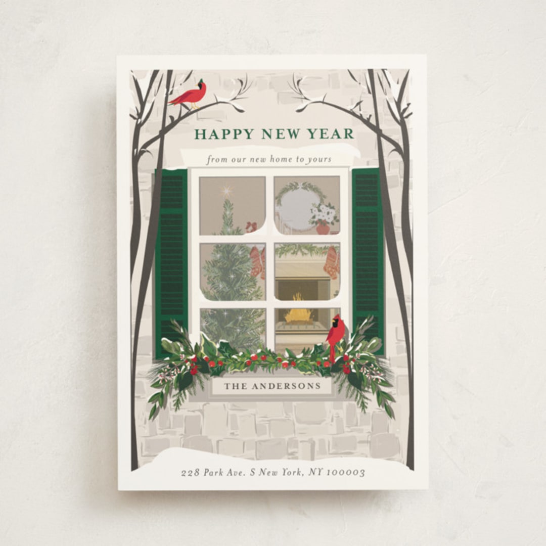 "Holiday Window" - Holiday Cards in Pine by Susan Moyal - Front