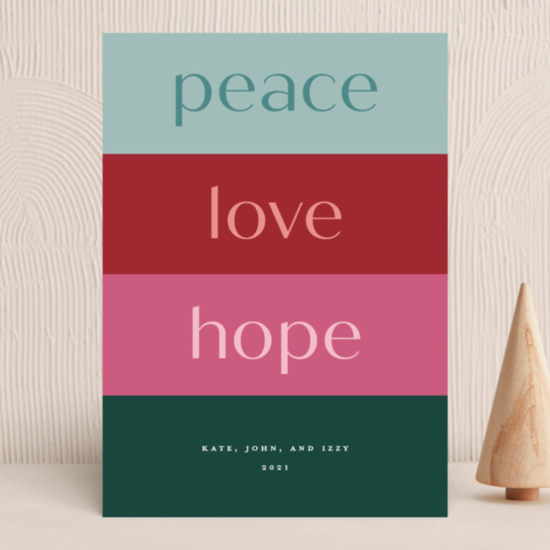 "Linear Blessings" - Holiday Cards in Gumdrop by Jessica Corliss - Front