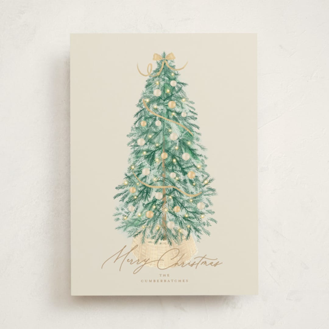 "Farmhouse Tree" - Holiday Cards in Golden by Tamara Hilje - Front