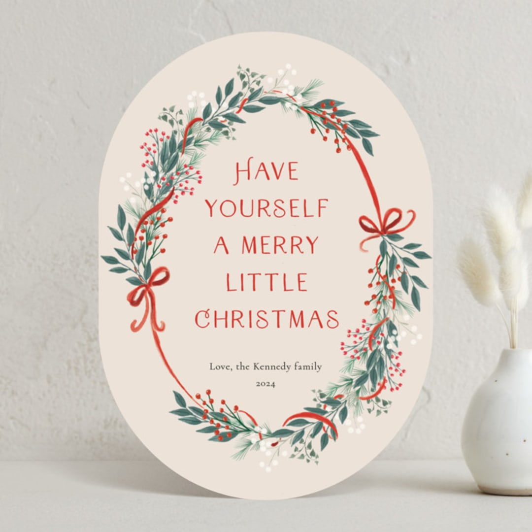"Vintage Garland" - Holiday Cards in Cranberry by frau brandt - Front