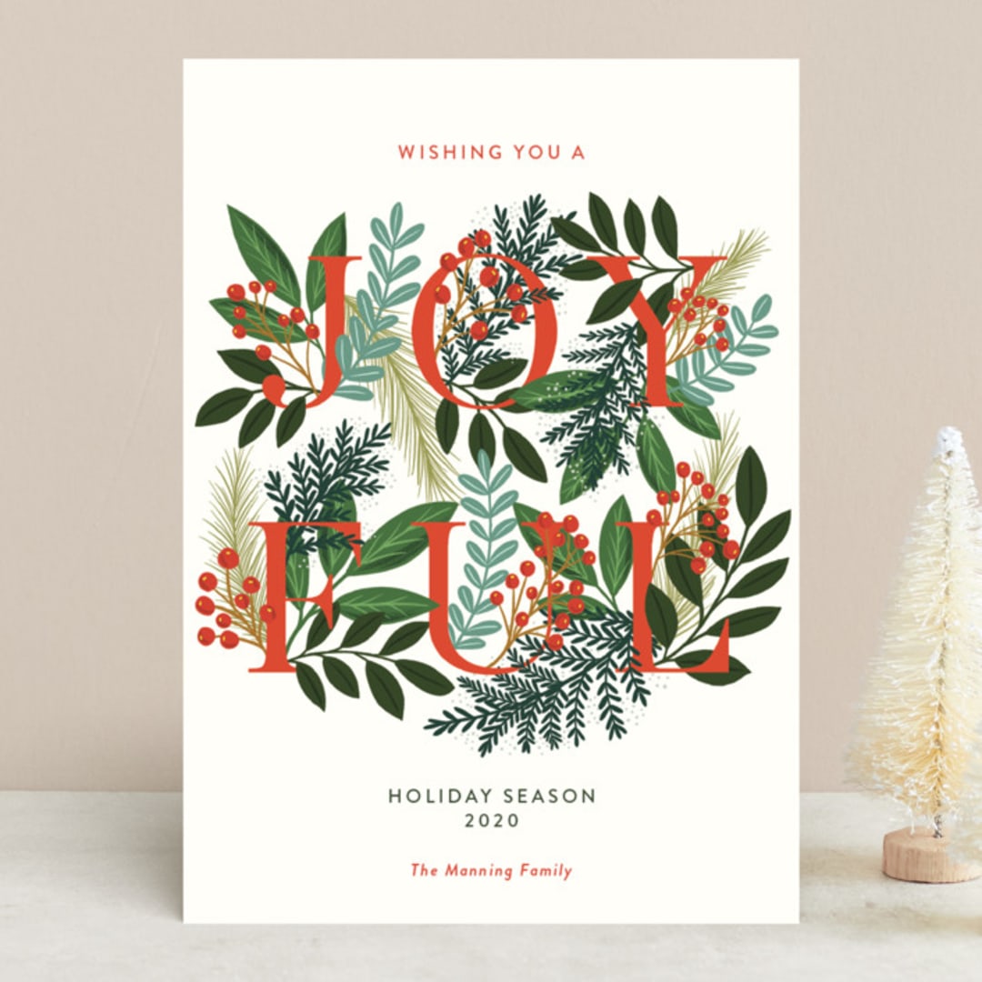"A Joyful Holiday Season" - Holiday Cards in Snow by Yaling Hou Suzuki - Front
