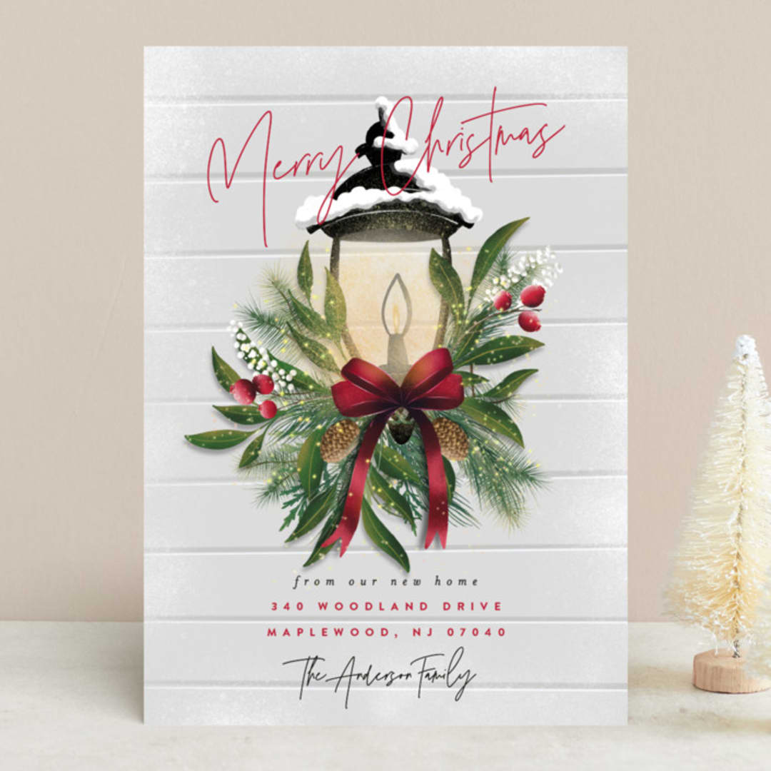 "Brightest Wishes" - Holiday Cards in Poinsettia by Ana Sharpe - Front