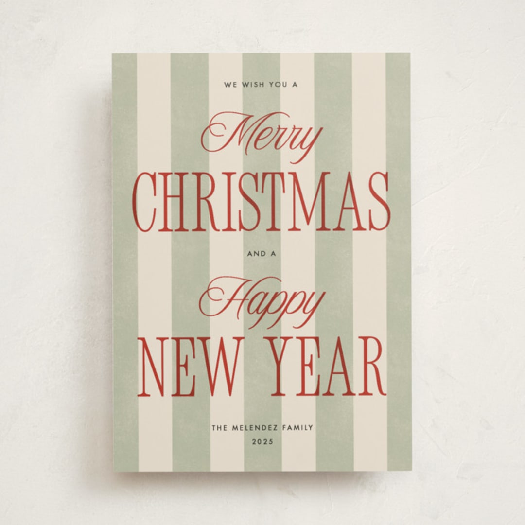 "Striped Type" - Holiday Cards in Stocking by Robert and Stella - Front