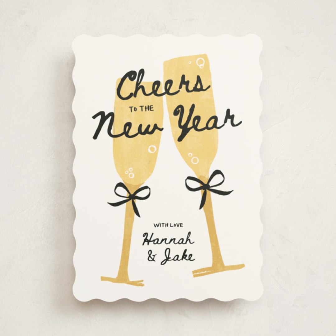 "Cheers" - Holiday Cards in Champagne by Kamala Nahas - Front